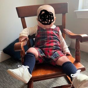 Janie and Jack Tartan Christmas Plaid overall Jon Jon